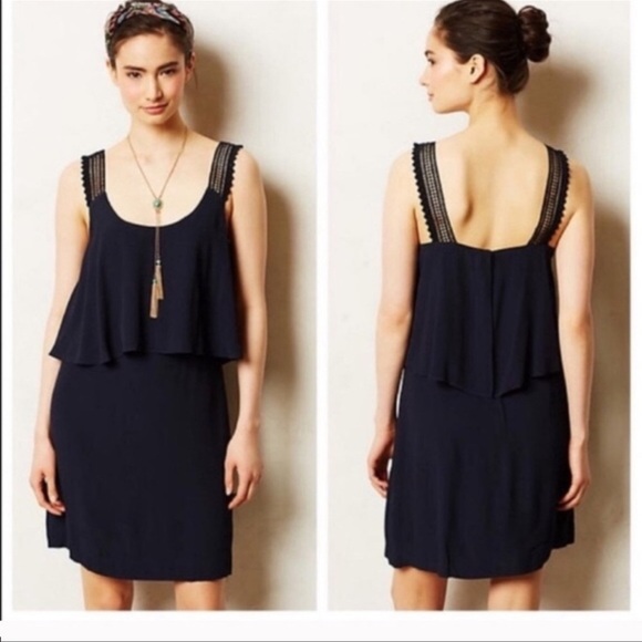 Anthropologie Maeve Navy Blue shift dress mini length size 8 preowned - Picture 7 of 7